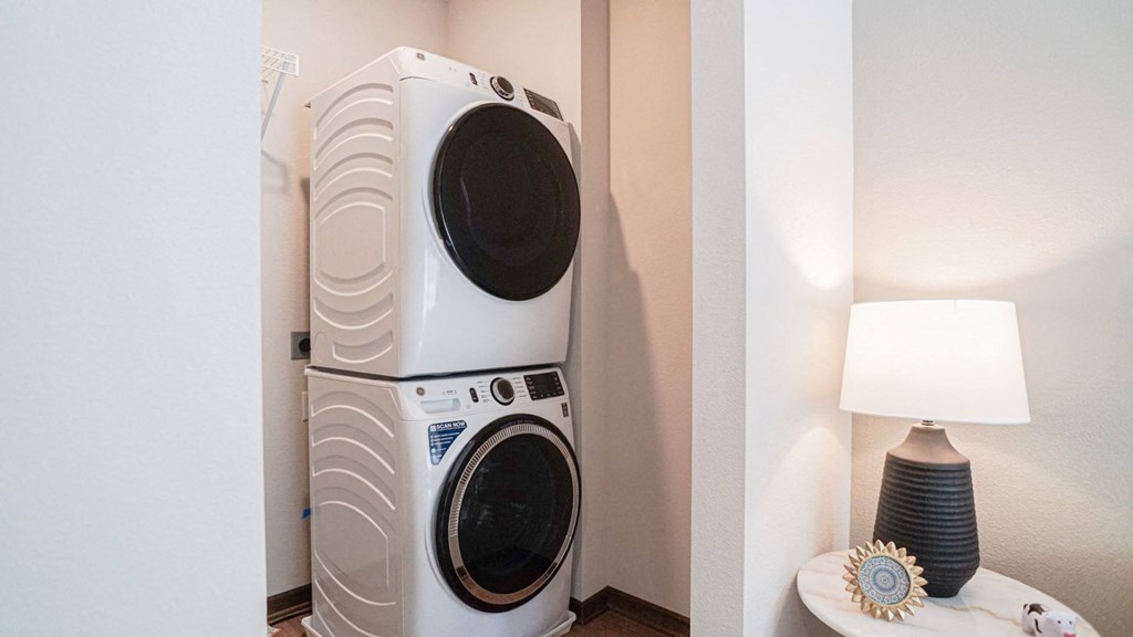 a washer and dryer in a hotel room at The Yards and Backyards, Minnesota
