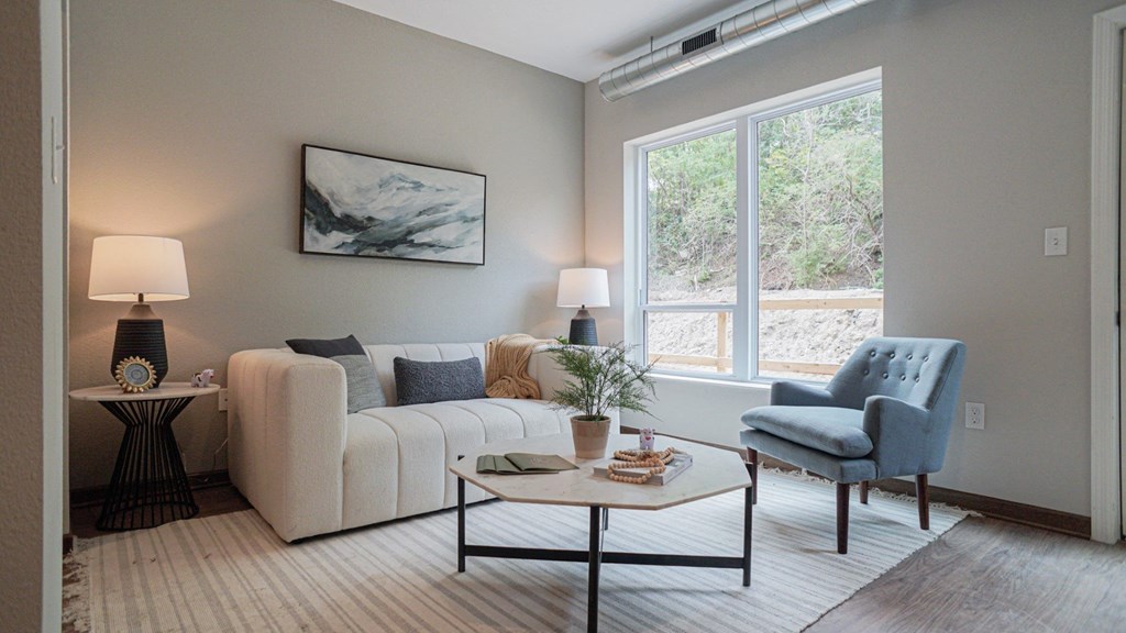 Living room sofa at The Yards, South St. Paul