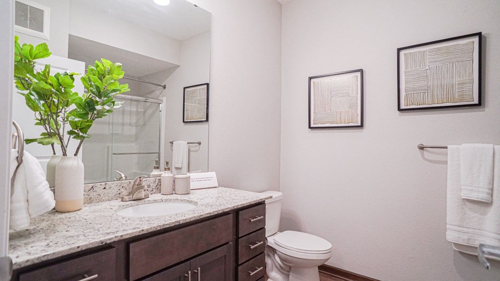 a bathroom with a toilet sink and mirror at The Yards and Backyards, Saint Paul, Minnesota  55075