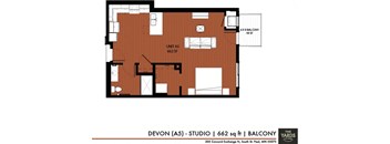 a floor plan of a small apartment at The Yards and Backyards, MN 55075