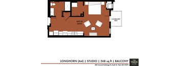 Studio 1 bath floor plan C at The Yards, South St. Paul, MN, 55075