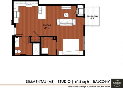 the floor plan of the apartment at The Yards and Backyards, MN 55075