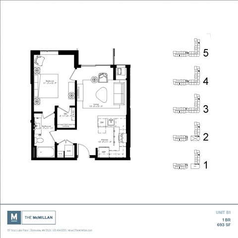 Unit_B1 Floor Plan at The McMillan, Shoreview, Minnesota