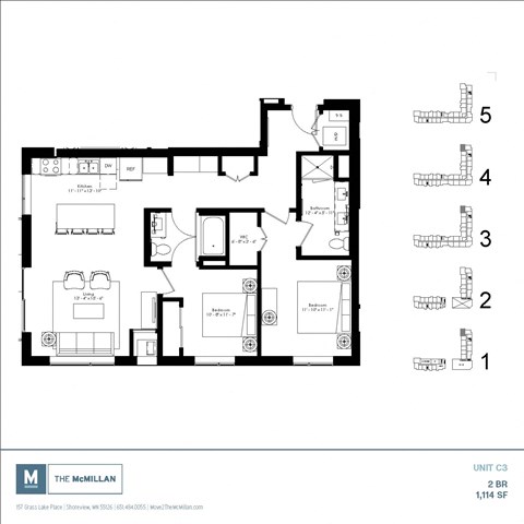 C3 Floor Plan at The McMillan, Minnesota, 55126
