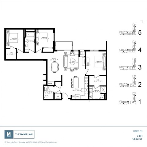 D1 Floor Plan at The McMillan, Minnesota