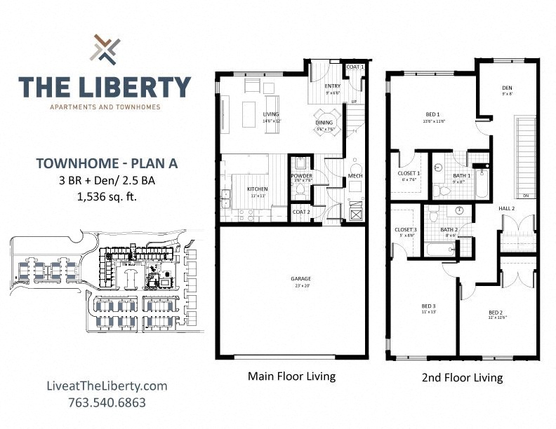 A-TH Floor plan at The Liberty Apartments & Townhomes, Golden Valley