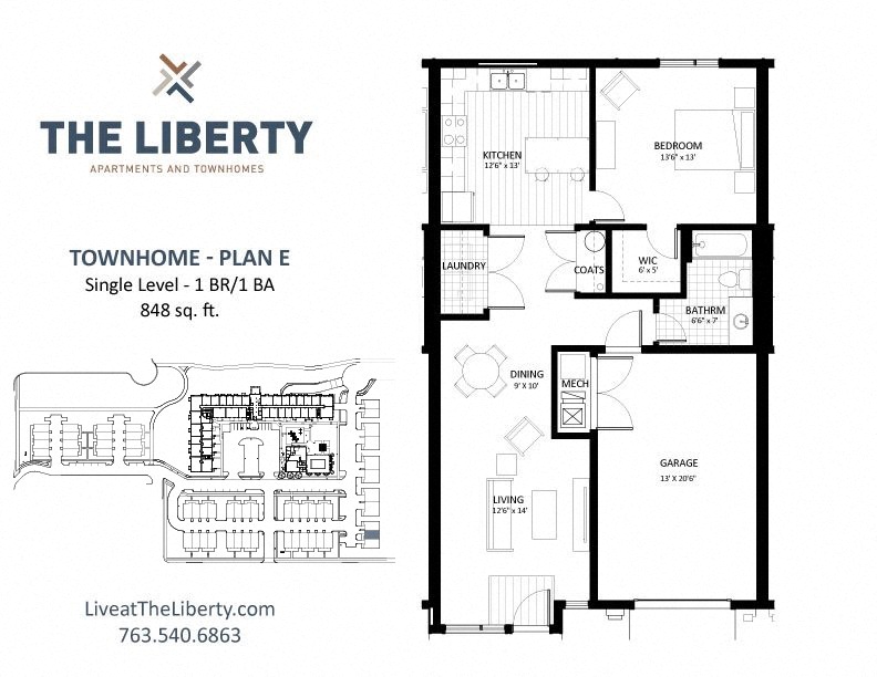 E-TH Floor plan at The Liberty Apartments & Townhomes, Golden Valley, MN