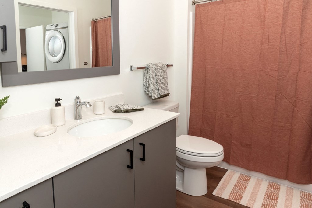 a bathroom with a toilet and a sink and a mirror