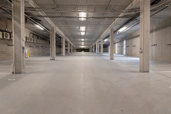 the inside of a parking garage