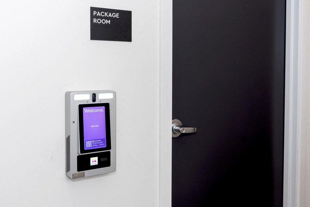 a door with an phone on the side of it