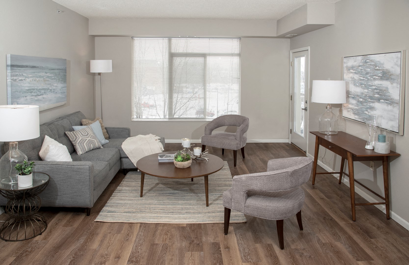 Urban Park I - Spacious Living Room with Balcony at Urban Park I and II Apartments, St Louis Park, MN, 55426