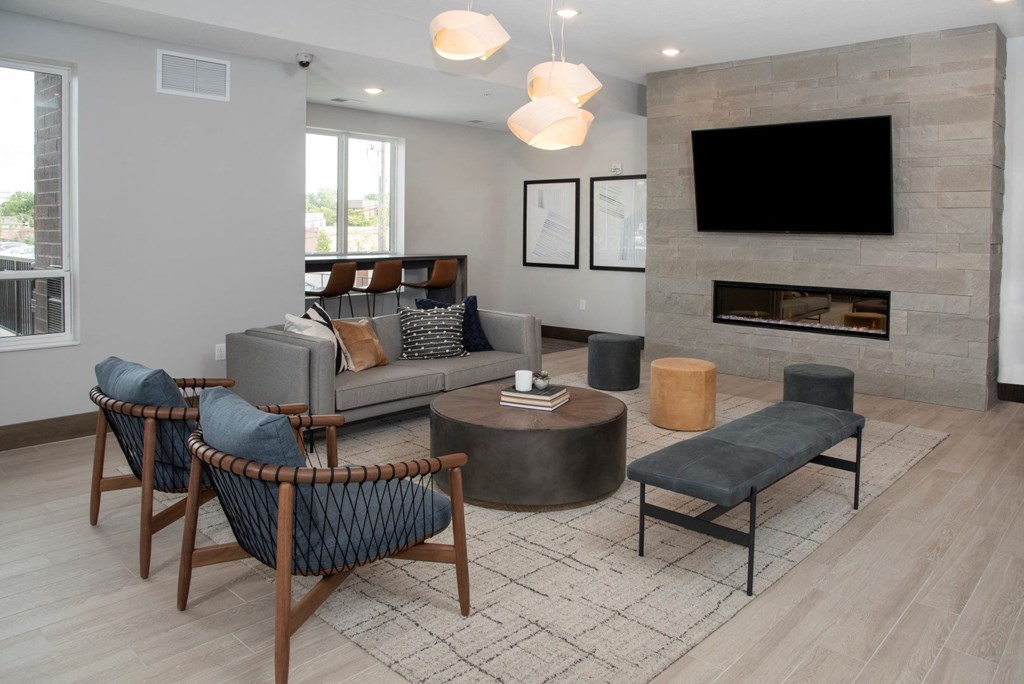 Lobby lounge at UPII at Urban Park I and II Apartments, St Louis Park, MN