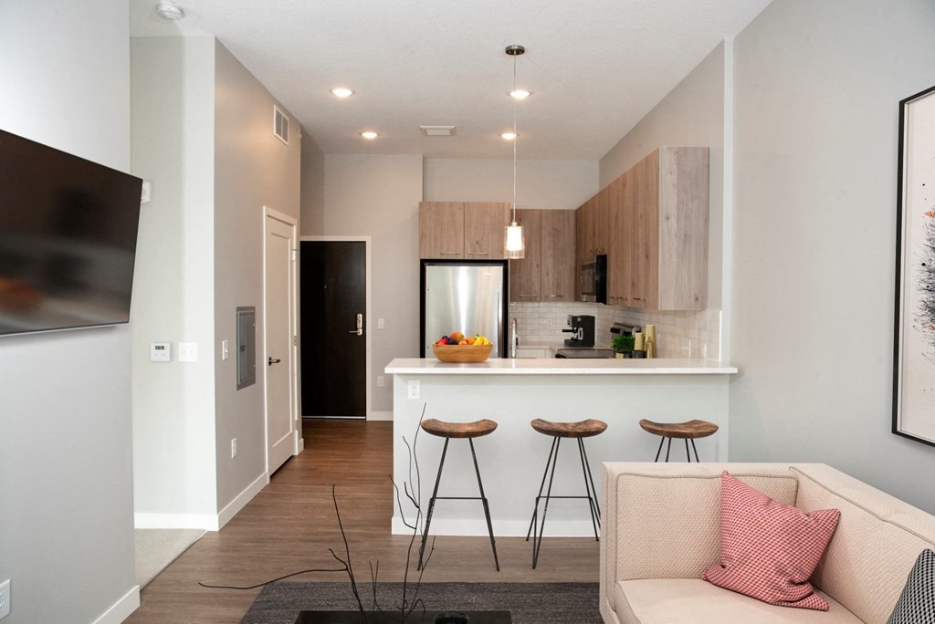 nordic studio floor plan, living and kitchen area at Urban Park I and II Apartments, Minnesota, 55426