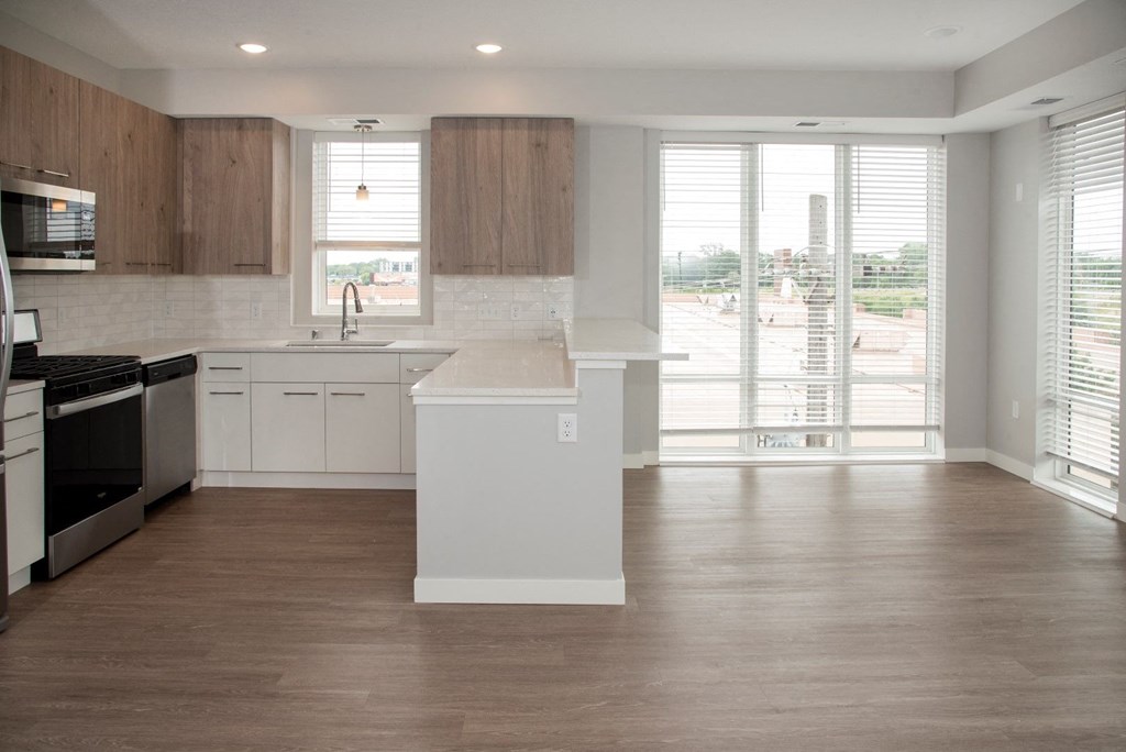 Marc floor plan, kitchen and dining area at Urban Park I and II Apartments, St Louis Park, MN, 55426