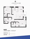 2 bedroom 2 bath floor plan drawing, Marc