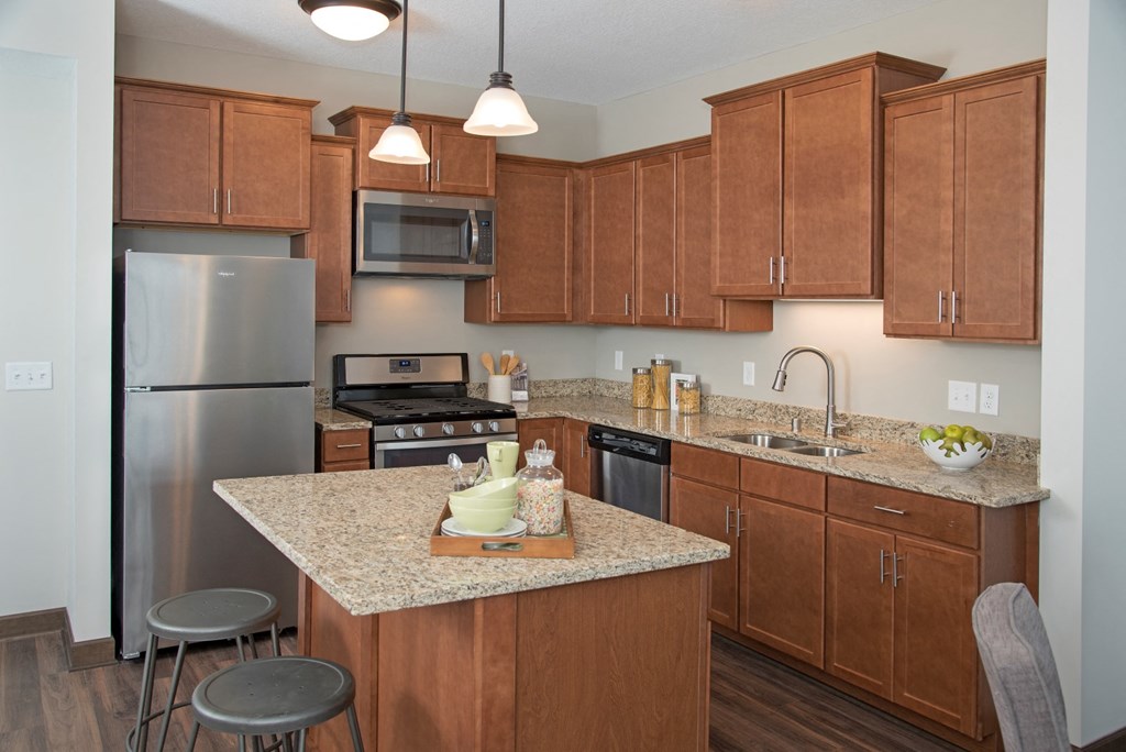 Kitchen with Ample Storage at Victoria Flats, Victoria, MN