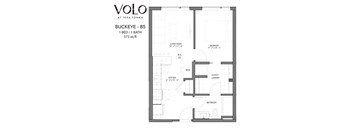 1 bedroom 1 bathroom floor plan B at Volo at Texa Tonka Apartments, St Louis Park, Minnesota