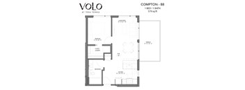 1 bedroom 1 bathroom floor plan Mat Volo at Texa Tonka Apartments, Minnesota, 55426