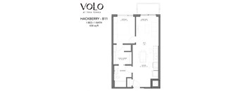 1 bedroom 1 bathroom floor plan P at Volo at Texa Tonka Apartments, St Louis Park, 55426