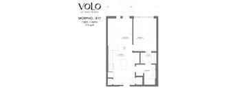 1 bedroom 1 bathroom floor plan T at Volo at Texa Tonka Apartments, Minnesota, 55426