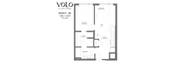 1 bedroom 1 bathroom floor plan Wat Volo at Texa Tonka Apartments, St Louis Park