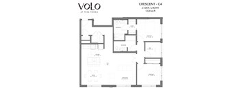 2 bedroom 2 bathrooms floor plan C at Volo at Texa Tonka Apartments, St Louis Park, Minnesota