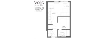 Studio 1 bathroom floor plan G at Volo at Texa Tonka Apartments, St Louis Park