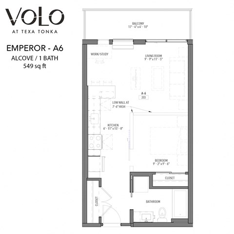 Studio 1 bathroom floor plan D at Volo at Texa Tonka Apartments, St Louis Park, MN, 55426
