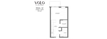 Studio 1 bathroom floor plan B at Volo at Texa Tonka Apartments, St Louis Park, Minnesota