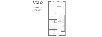 Studio 1 bathroom floor plan L at Volo at Texa Tonka,  ApartmentsSt Louis Park