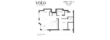 1bedroom 1 bathroom floor plan A at Volo at Texa Tonka Apartments, Minnesota, 55426