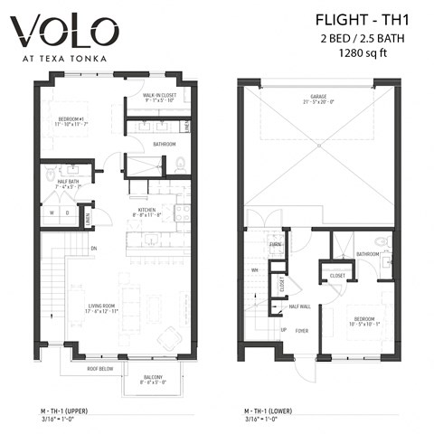 2 bedroom 2 bathrooms floor plan Dat Volo at Texa Tonka Apartments, St Louis Park, MN, 55426