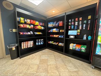 A vending machine with a variety of snacks and drinks.