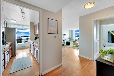 Living And Kitchen View at The Original at West Lake Quarter, Minneapolis, Minnesota