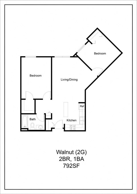 a floor plan for a bedroom apartment at Briarcliff Apartments, a 55+ Community, Mahtomedi, 55115