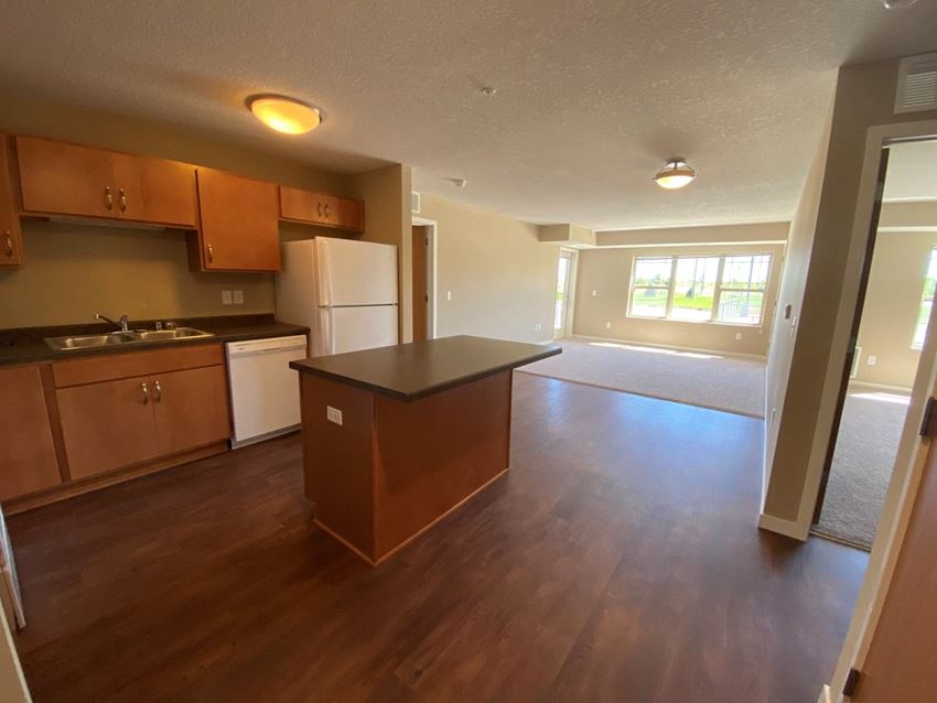 2 bedroom split floor plan kitchen-living