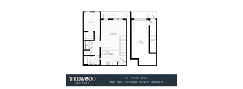 A floor plan for a Wildwood Lakeville property shows a one-bedroom, one-bathroom layout with a car garage.