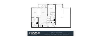 A floor plan for a Wildwood Lakeville property shows a 2 bedroom, 2 bathroom, and 2 car garage house with 1,035 square feet on the first floor and 1,098 square