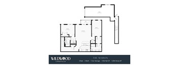 A floor plan for a two bedroom, two bathroom apartment with a garage.