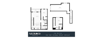 A floor plan for a 2 bedroom, 2 bathroom house with a garage.