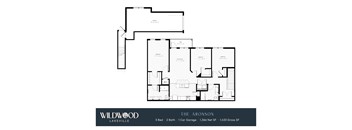 A floor plan for a Wildwood Lakeville property called The Aronson, which includes 3 bedrooms, 2 bathrooms, and a 1 car garage.