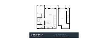 A floor plan for a Wildwood Lakeville property shows a 1-bedroom, 1-bath, and 1-car garage home.
