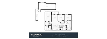 A floor plan for a Wildwood Lakeville property called The Aronson, which is 3 bedrooms, 2 bathrooms, and has a garage.