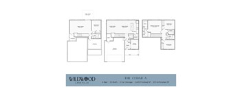 A floor plan for a home with a living room, dining room, kitchen, and two bedrooms.