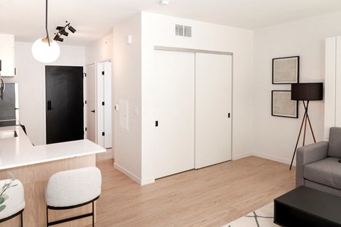 Living area With Dining Space at CityLine Apartments, Minnesota, 55406