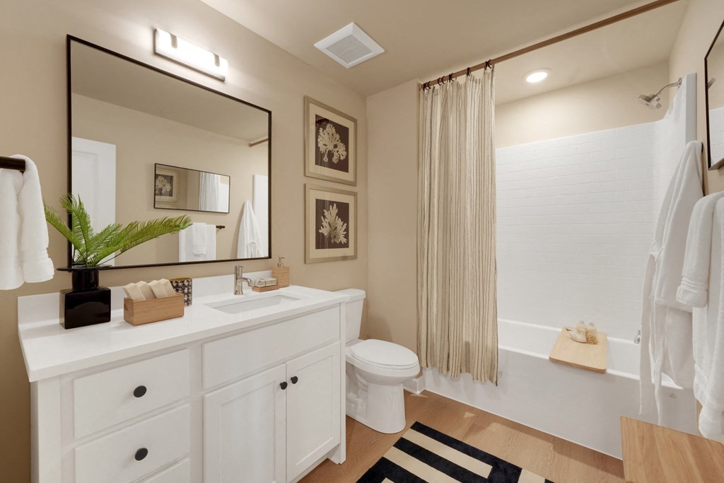 a bathroom with a white sink and a toilet and a shower