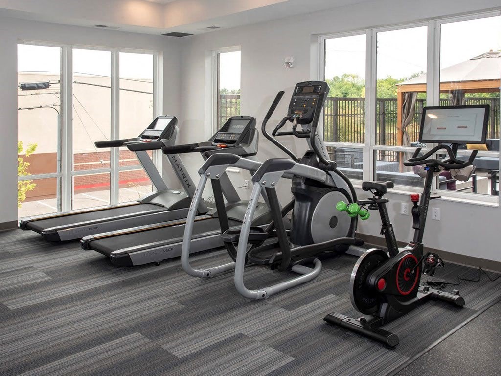 fitness room cardio machines at Urban Park I and II Apartments, St Louis Park