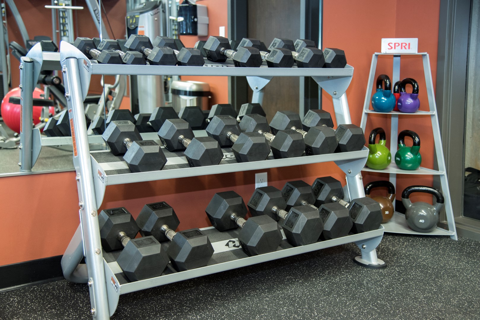 Weights in the Fitness Center at Victoria Flat, Minnesota