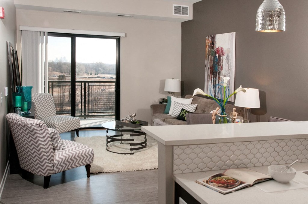 Open Kitchen with Living Room at The Axis, Plymouth, MN