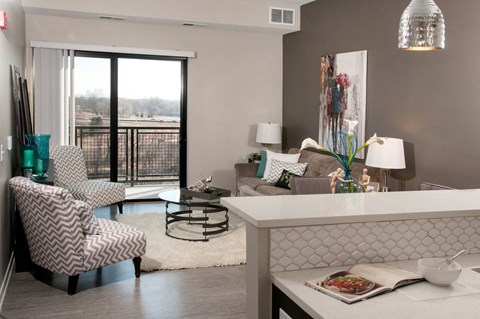Open Kitchen with Living Room at The Axis, Plymouth, MN